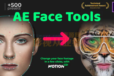 AE脚本-AE Face Tools V4.1AE变脸 + 使用教程 人脸面部追踪贴图美颜丑化换脸锁定变形特效预设工具